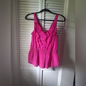 Rebecca Taylor Fuchsia Ruffled Tank Top